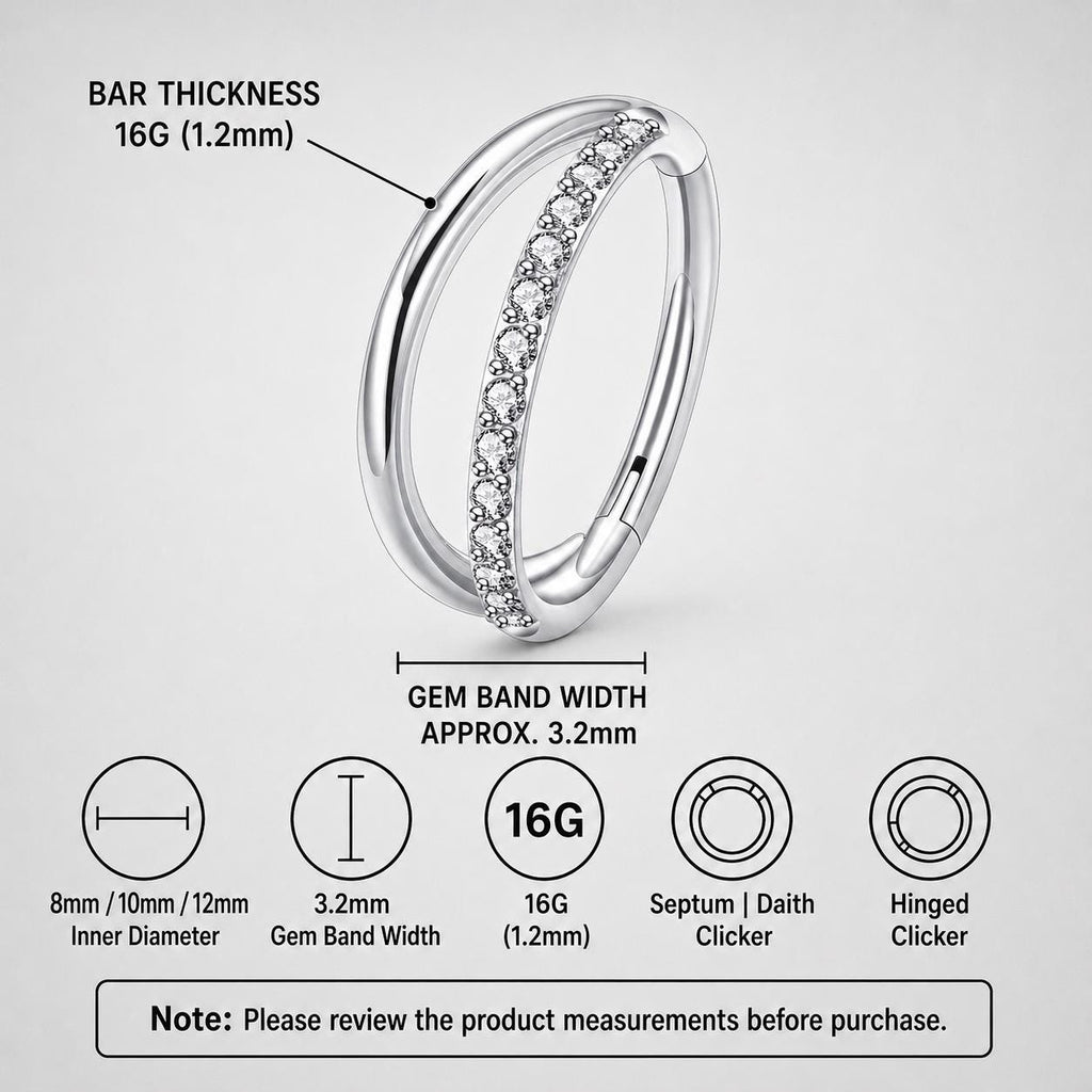 ETSY 4540710263 | IMAGE 8 | Titanium Double Layer CZ Septum Clicker