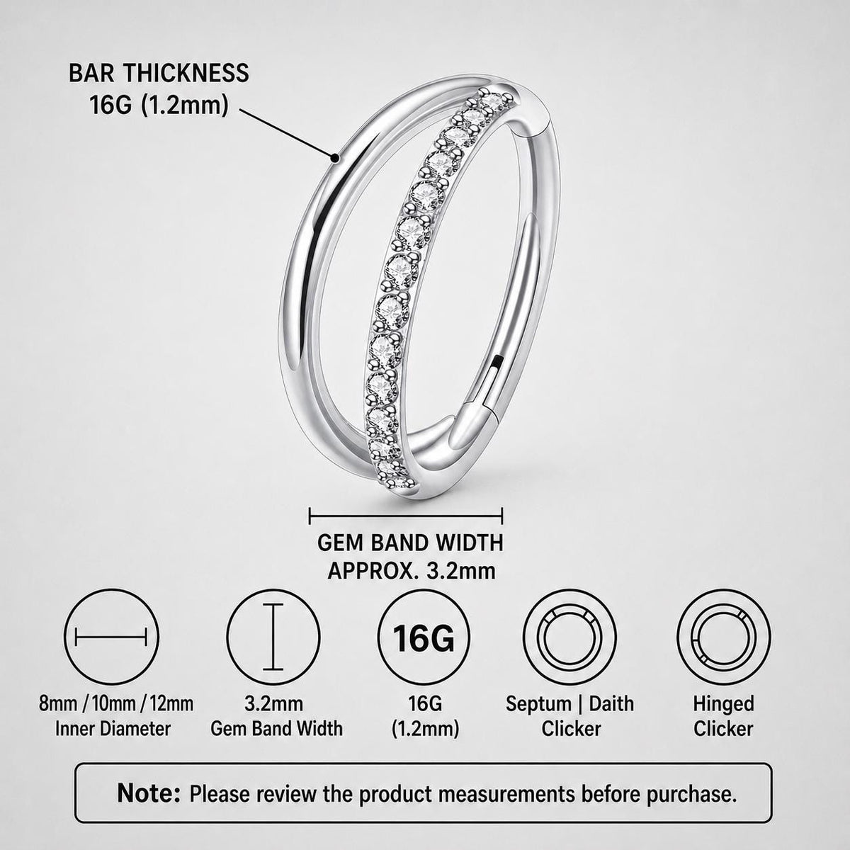ETSY 4540710263 | IMAGE 8 | Titanium Double Layer CZ Septum Clicker