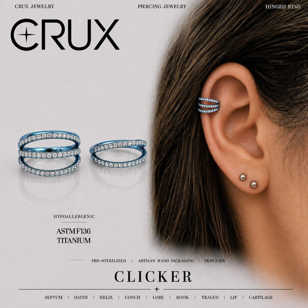 ETSY 4540752038 | IMAGE 1 | Titanium Double & Triple Row CZ Septum Clicker
