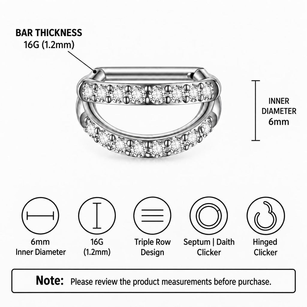 ETSY 4540752038 | IMAGE 16 | Titanium Double & Triple Row CZ Septum Clicker
