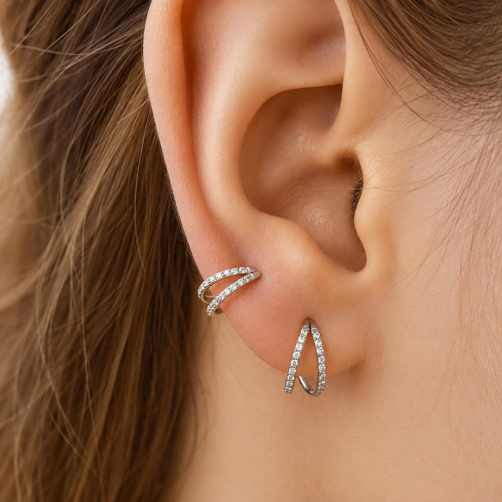 ETSY 4540752038 | IMAGE 2 | Titanium Double & Triple Row CZ Septum Clicker