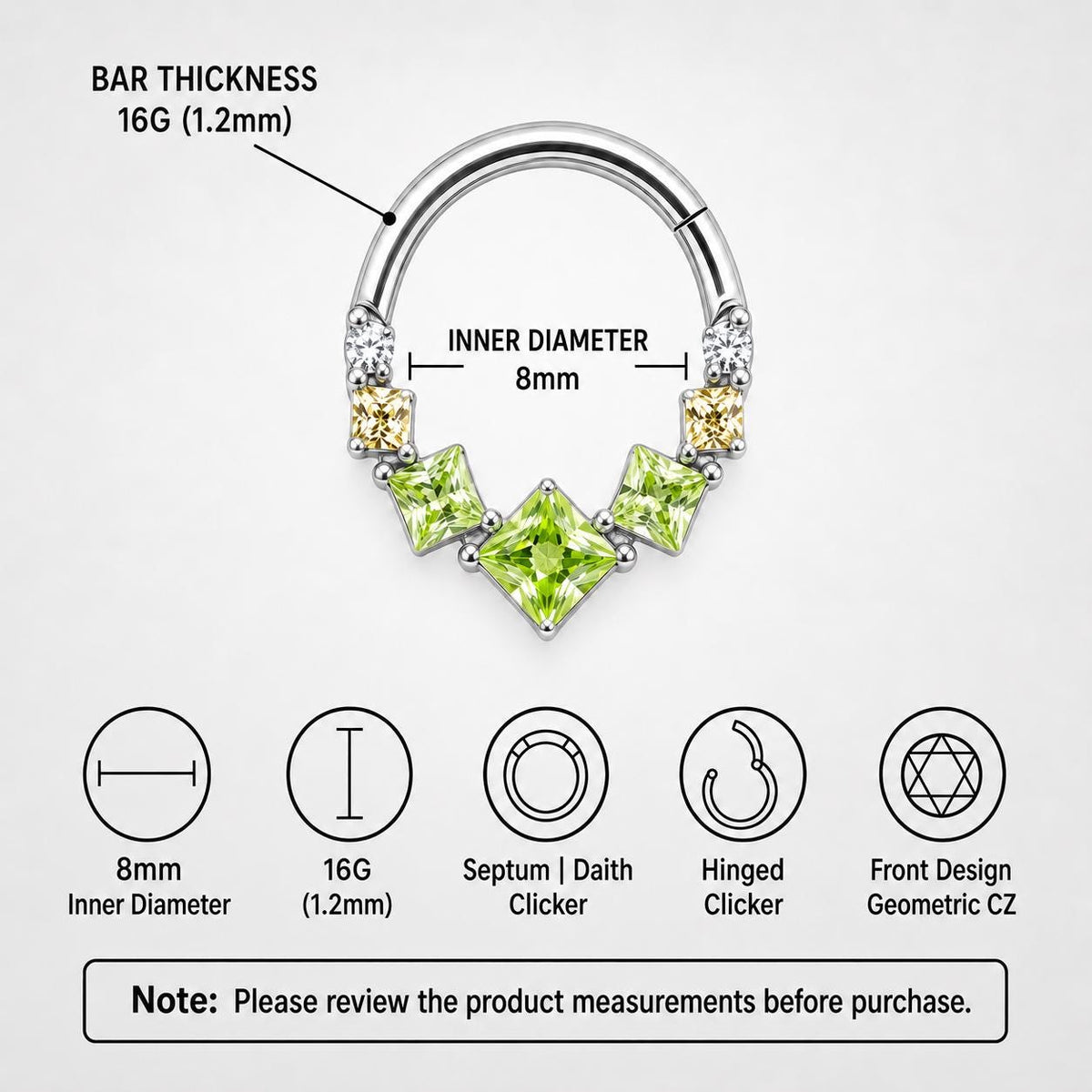 ETSY 4546021452 | IMAGE 10 | Titanium Gradient Square Gem Septum Clicker