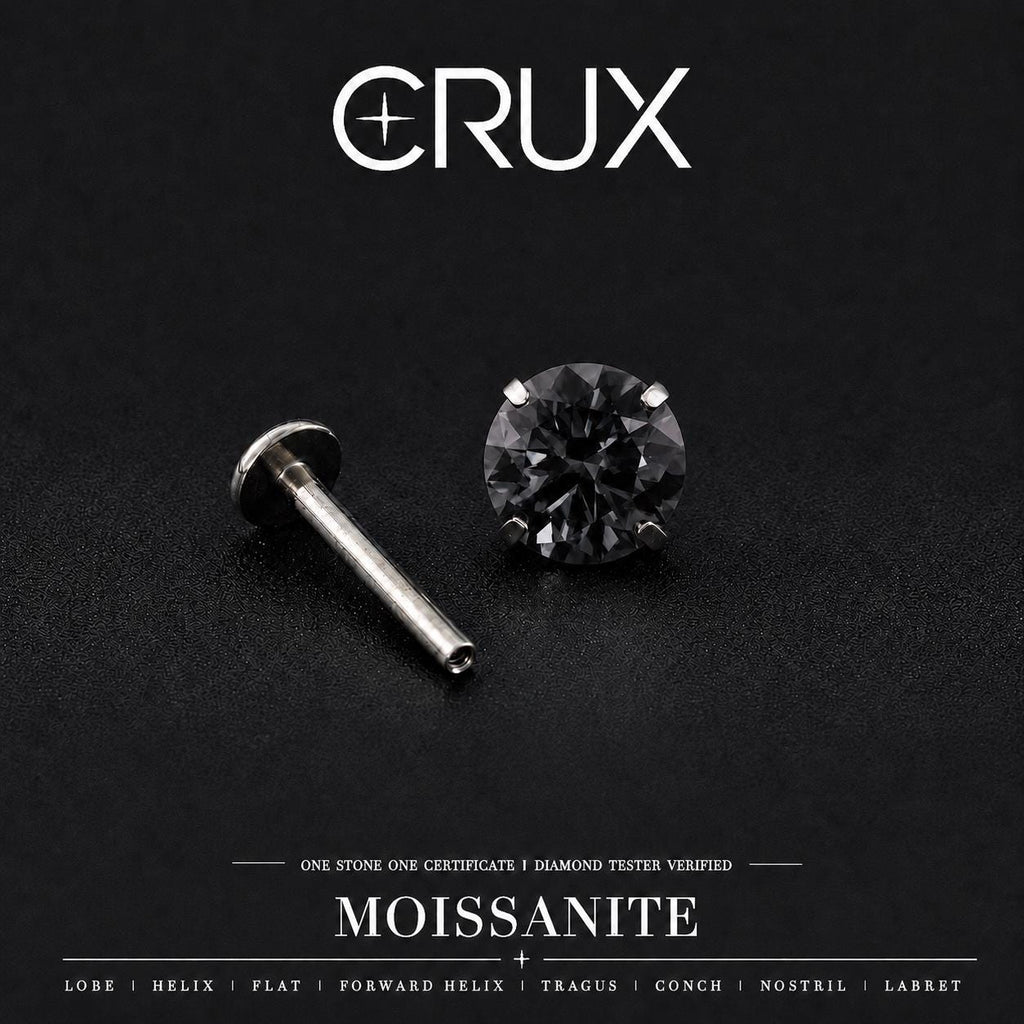 Smoky Black Moissanite Flat Back Stud - product image 1