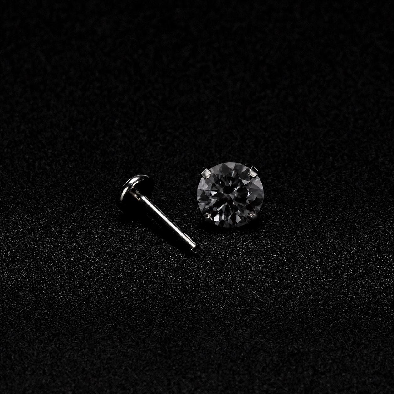 Smoky Black Moissanite Flat Back Stud - product image 4