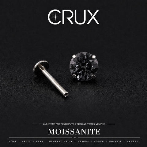Smoky Gray Moissanite Flat Back Stud
