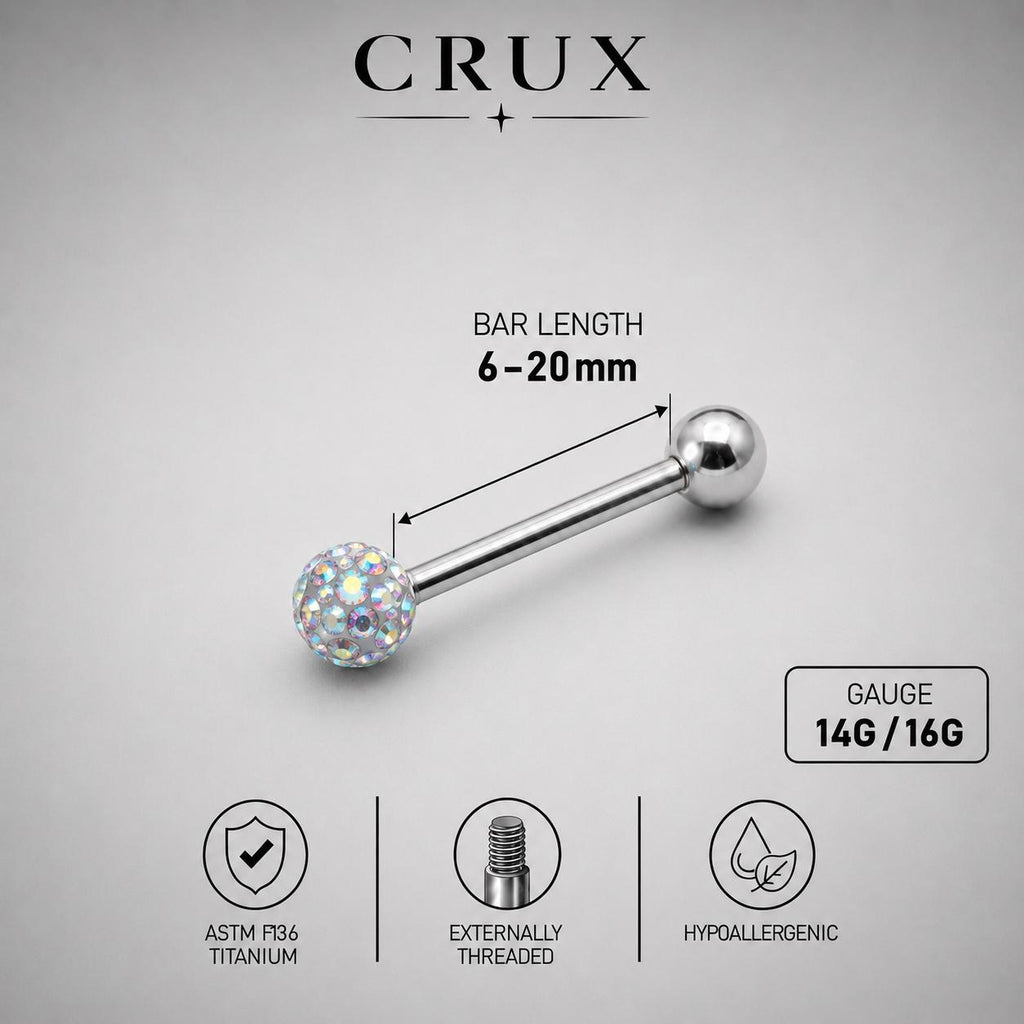 Crystal Disco Ball Titanium Barbell detail 16