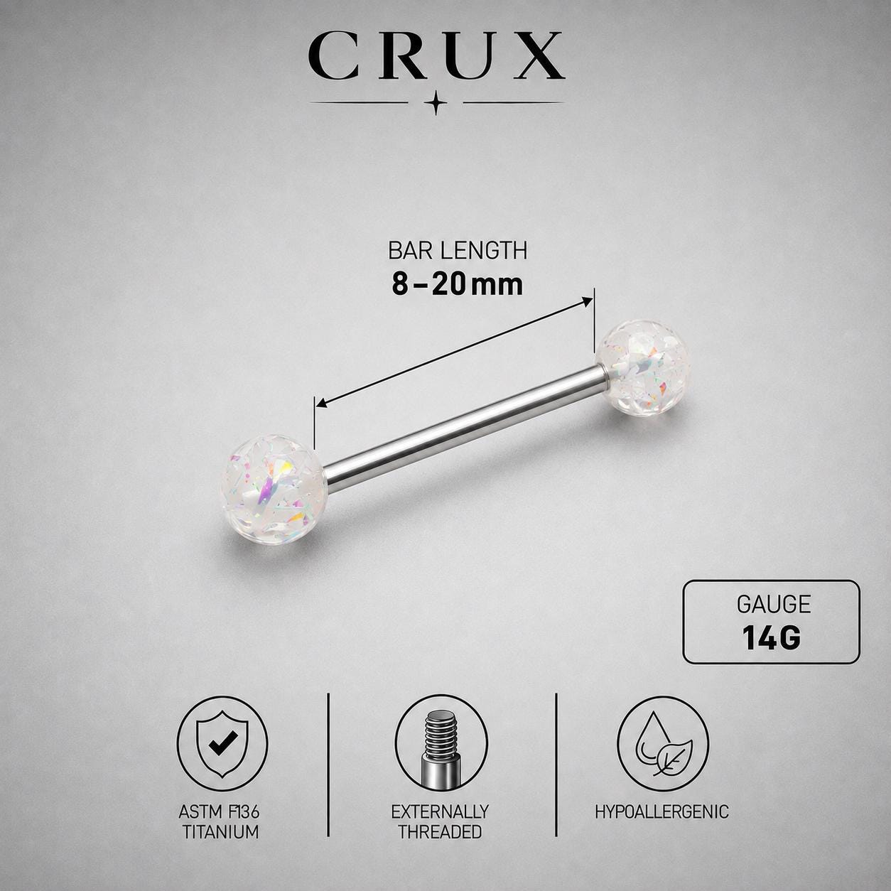 Glitter Resin Titanium Barbell detail 13