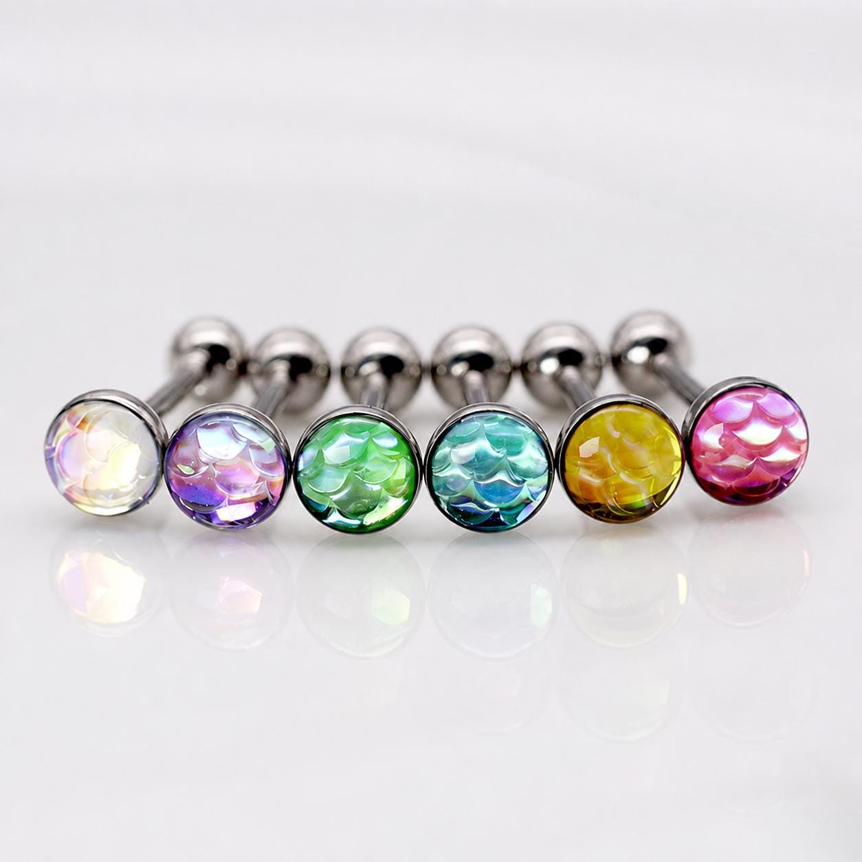 Mermaid Scale Titanium Barbell detail 9