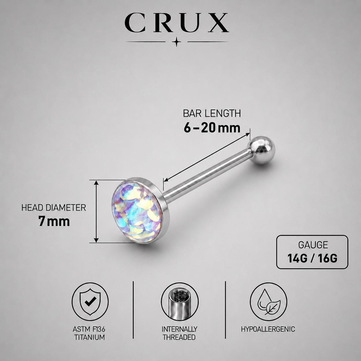 Mermaid Scale Titanium Barbell detail 17