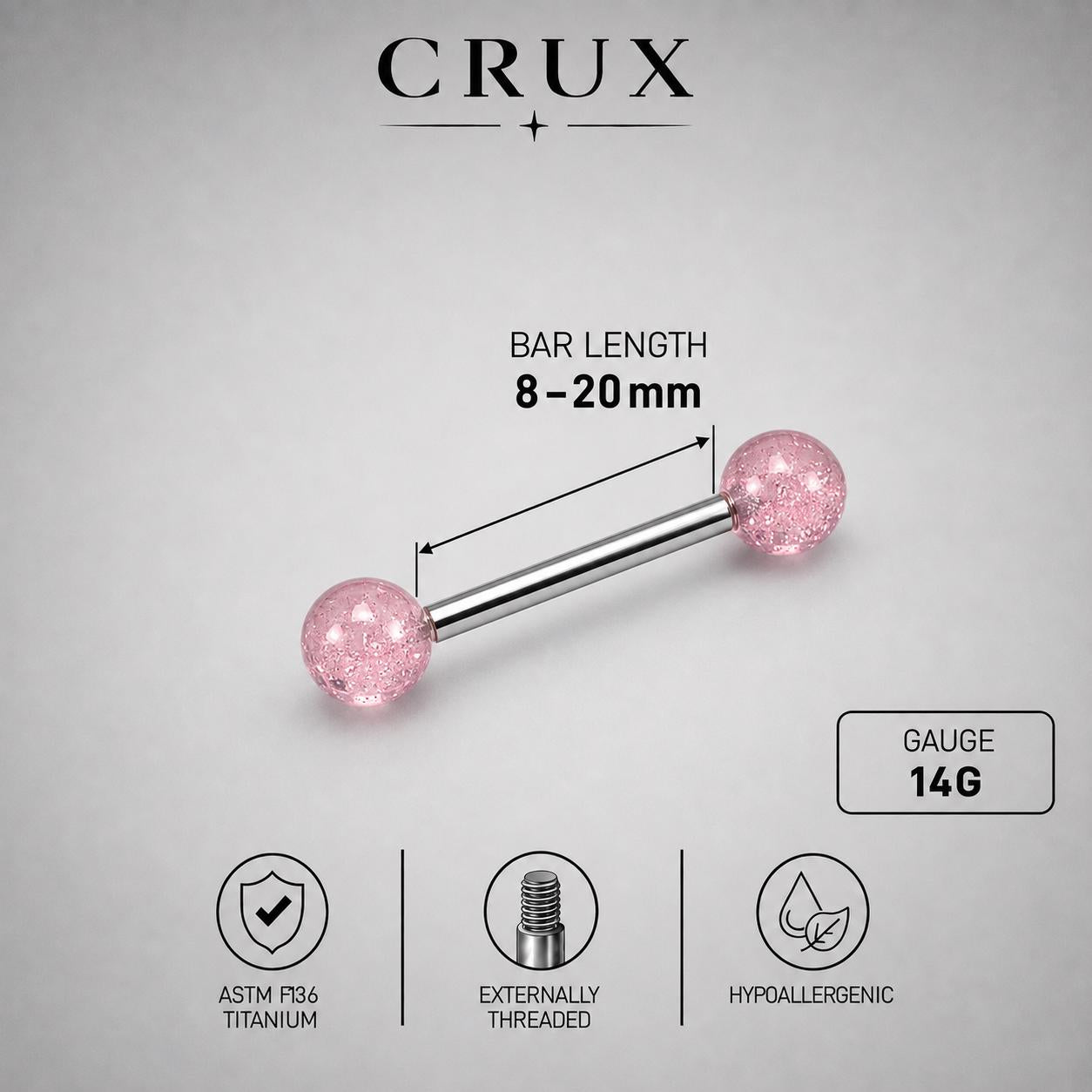 Stardust Glitter Titanium Barbell detail 15