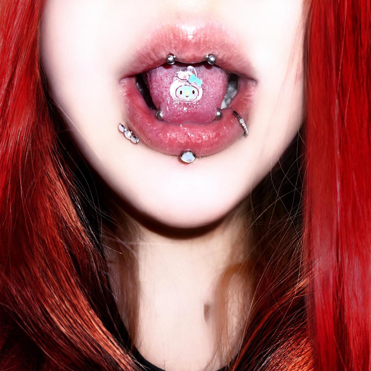 Kawaii Bunny & Bear Titanium Barbell detail 2