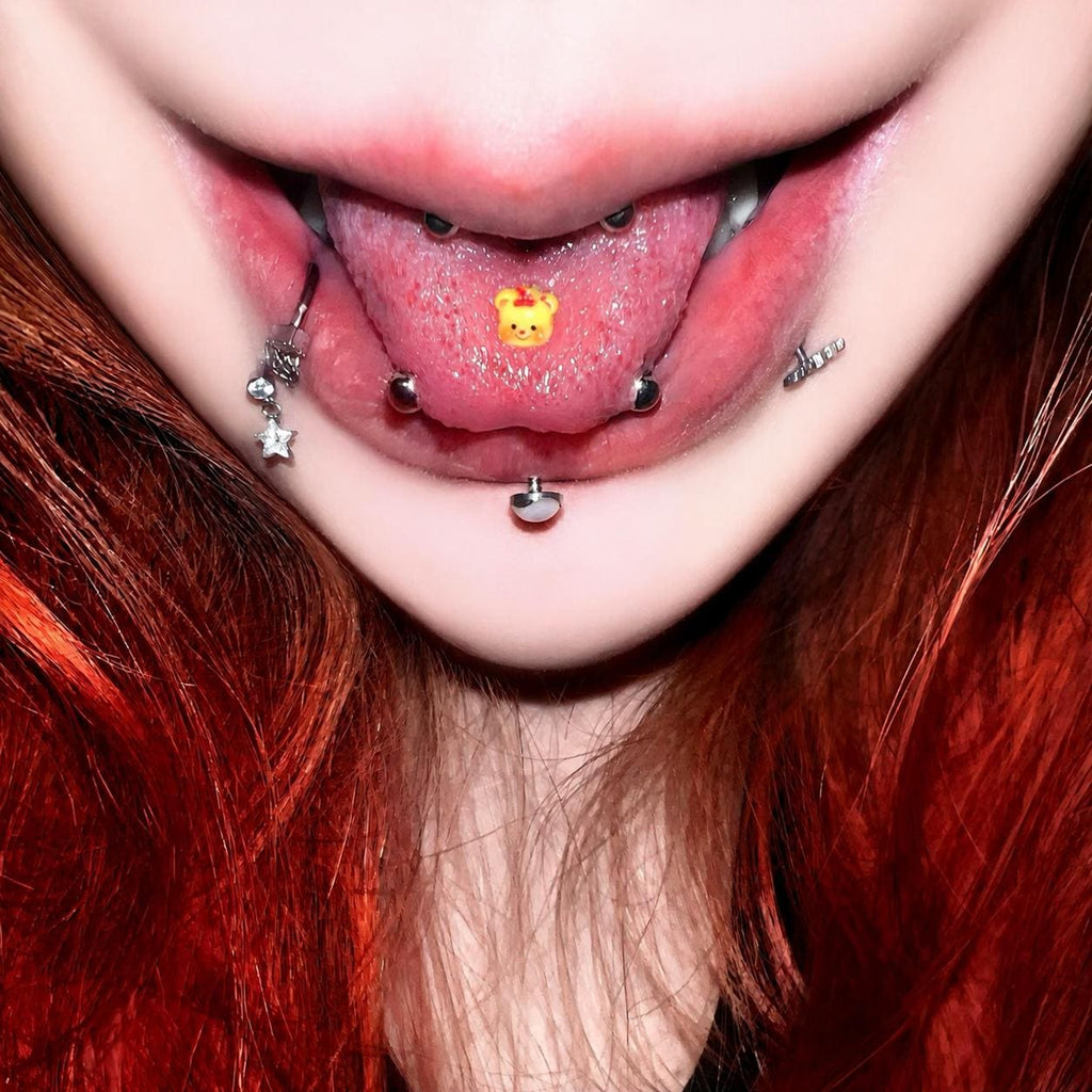 Kawaii Bunny & Bear Titanium Barbell detail 5