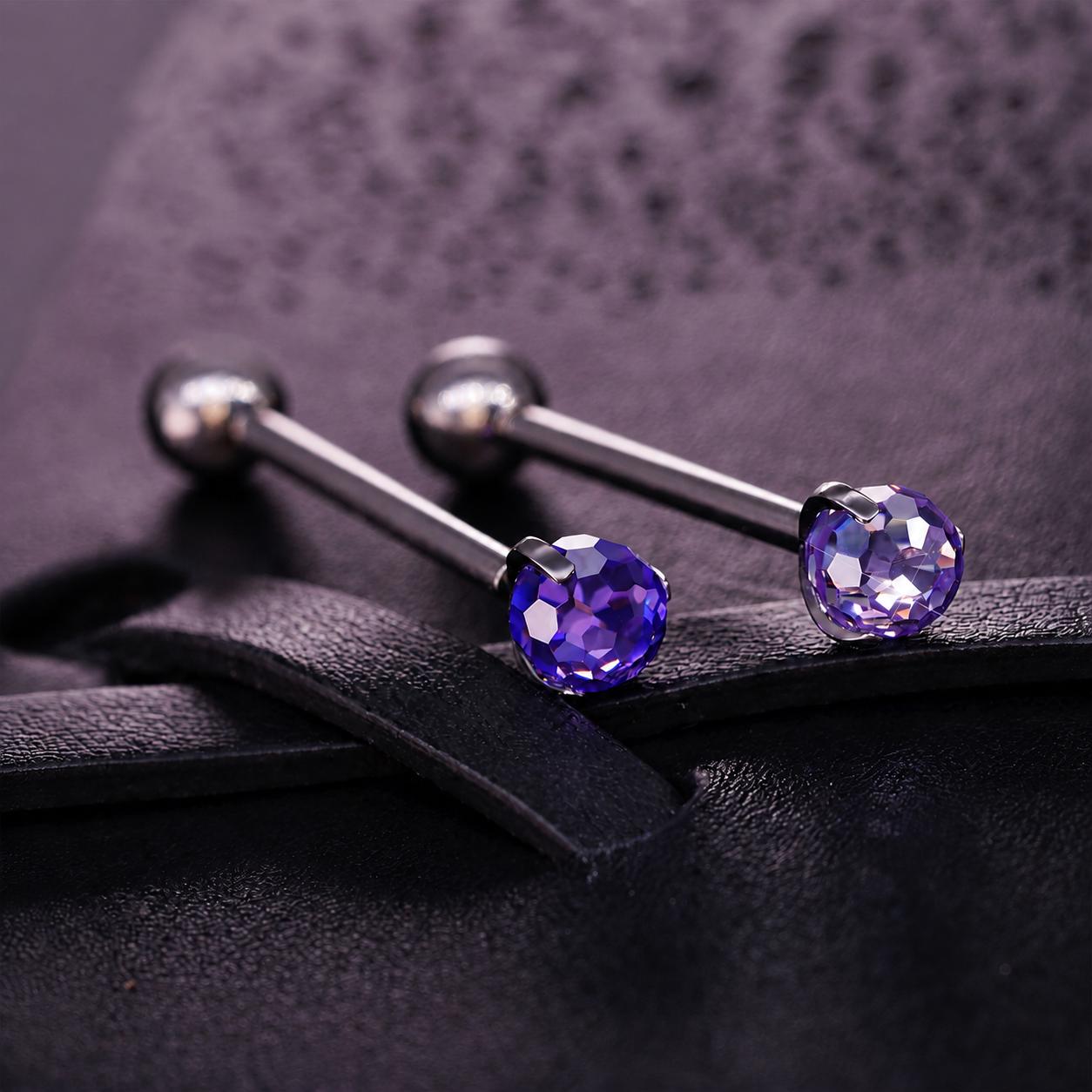 Faceted Disco Ball Titanium Barbell detail 4