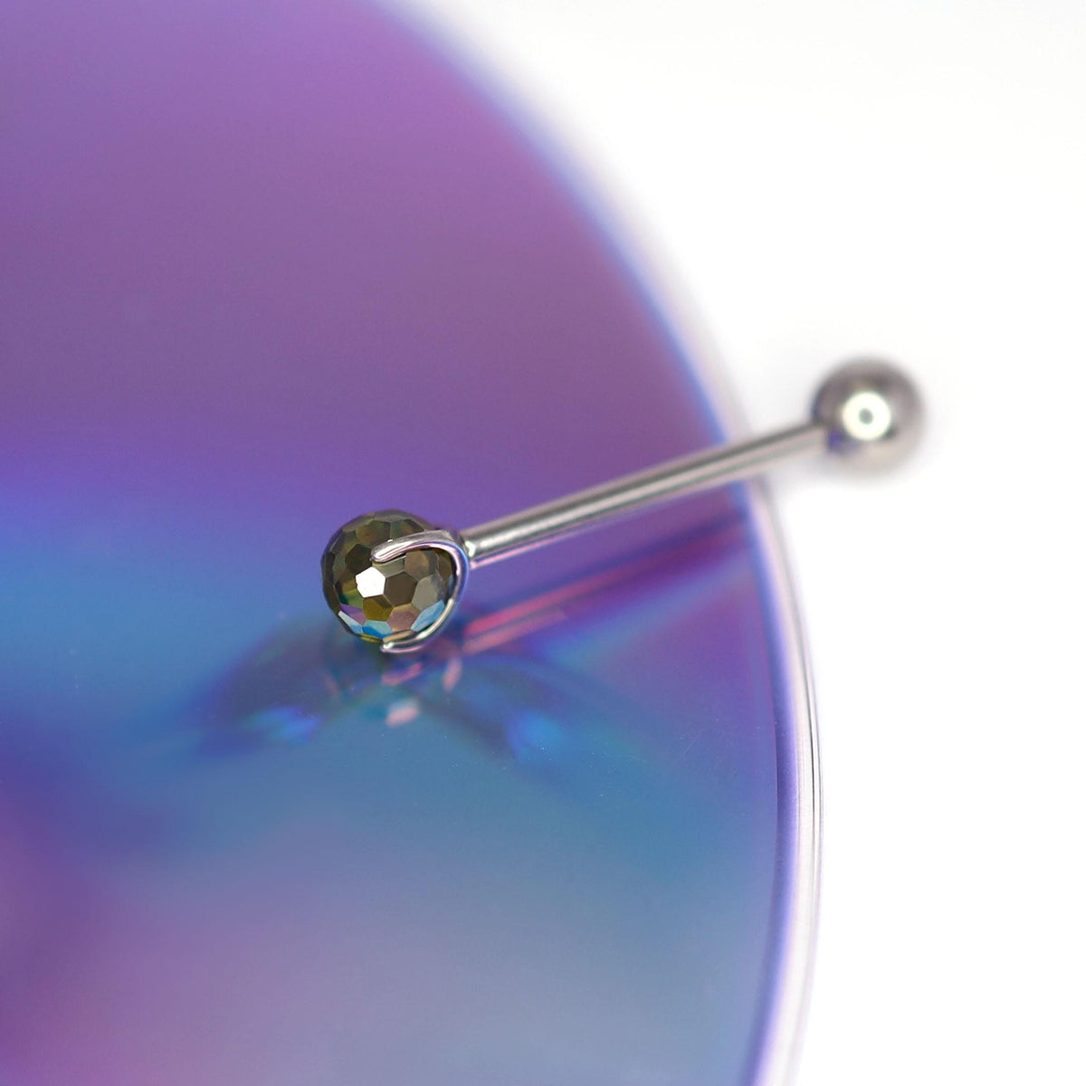 Faceted Disco Ball Titanium Barbell detail 10