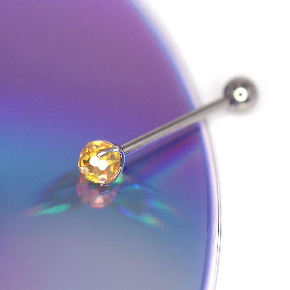 Faceted Disco Ball Titanium Barbell detail 11