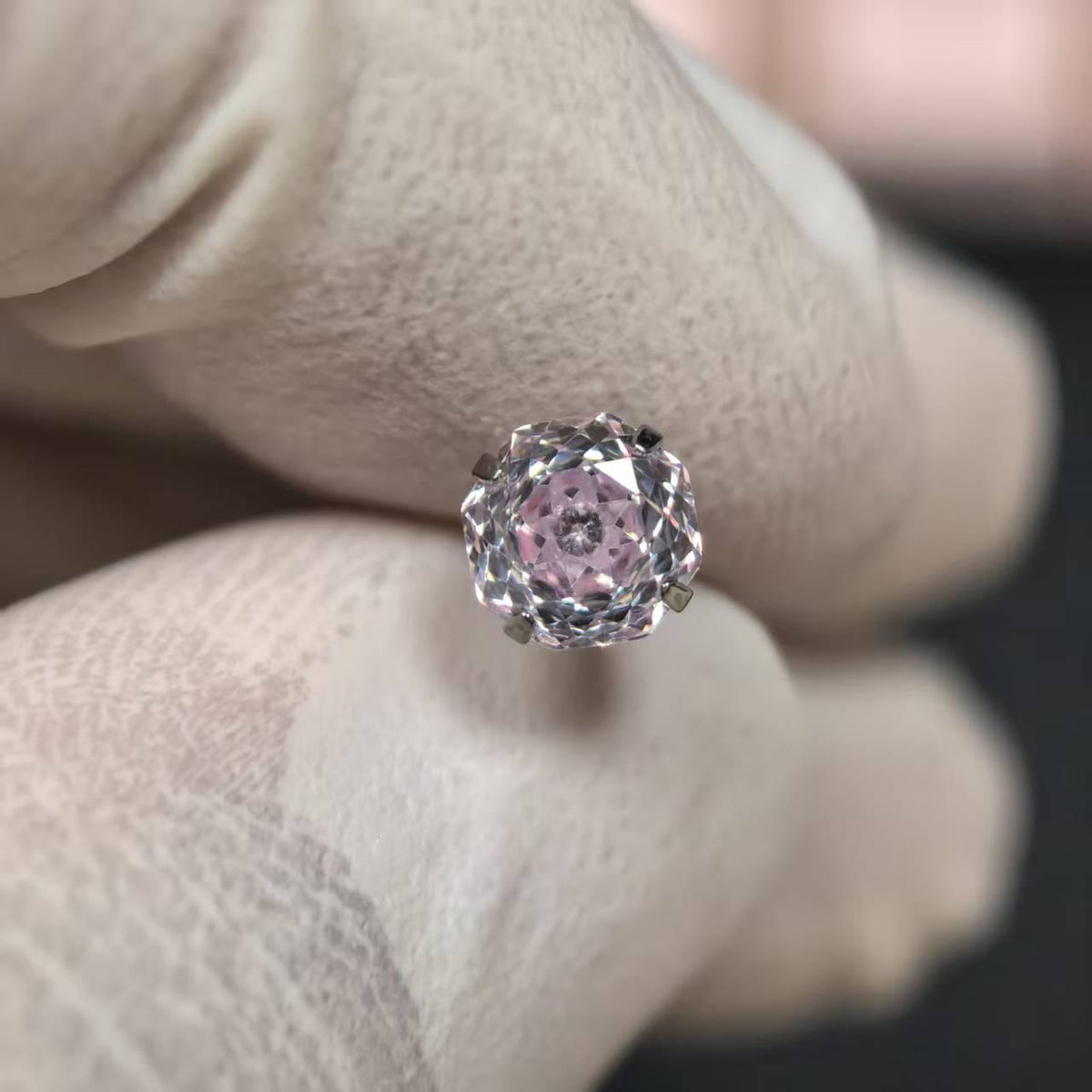 Rose Cut CZ Titanium Barbell detail 10