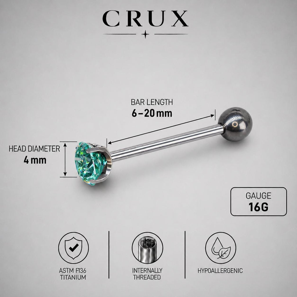 Rose Cut CZ Titanium Barbell detail 17