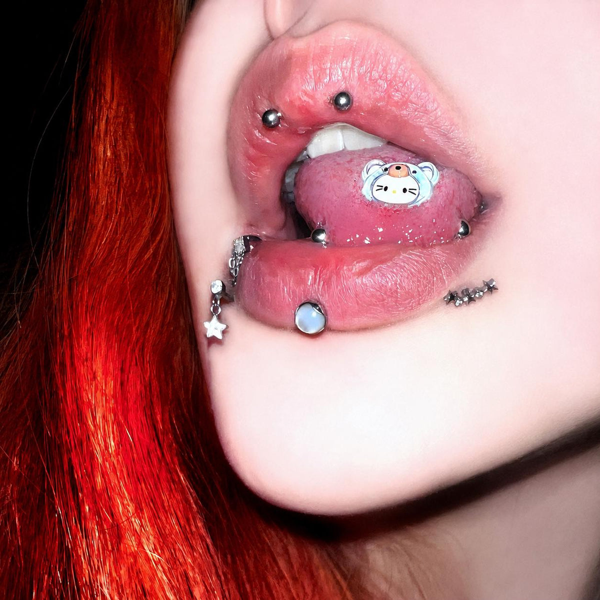 Kawaii Kitty Bear Titanium Barbell detail 3