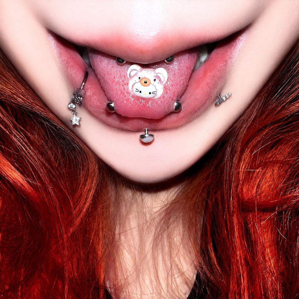 Kawaii Kitty Bear Titanium Barbell detail 4