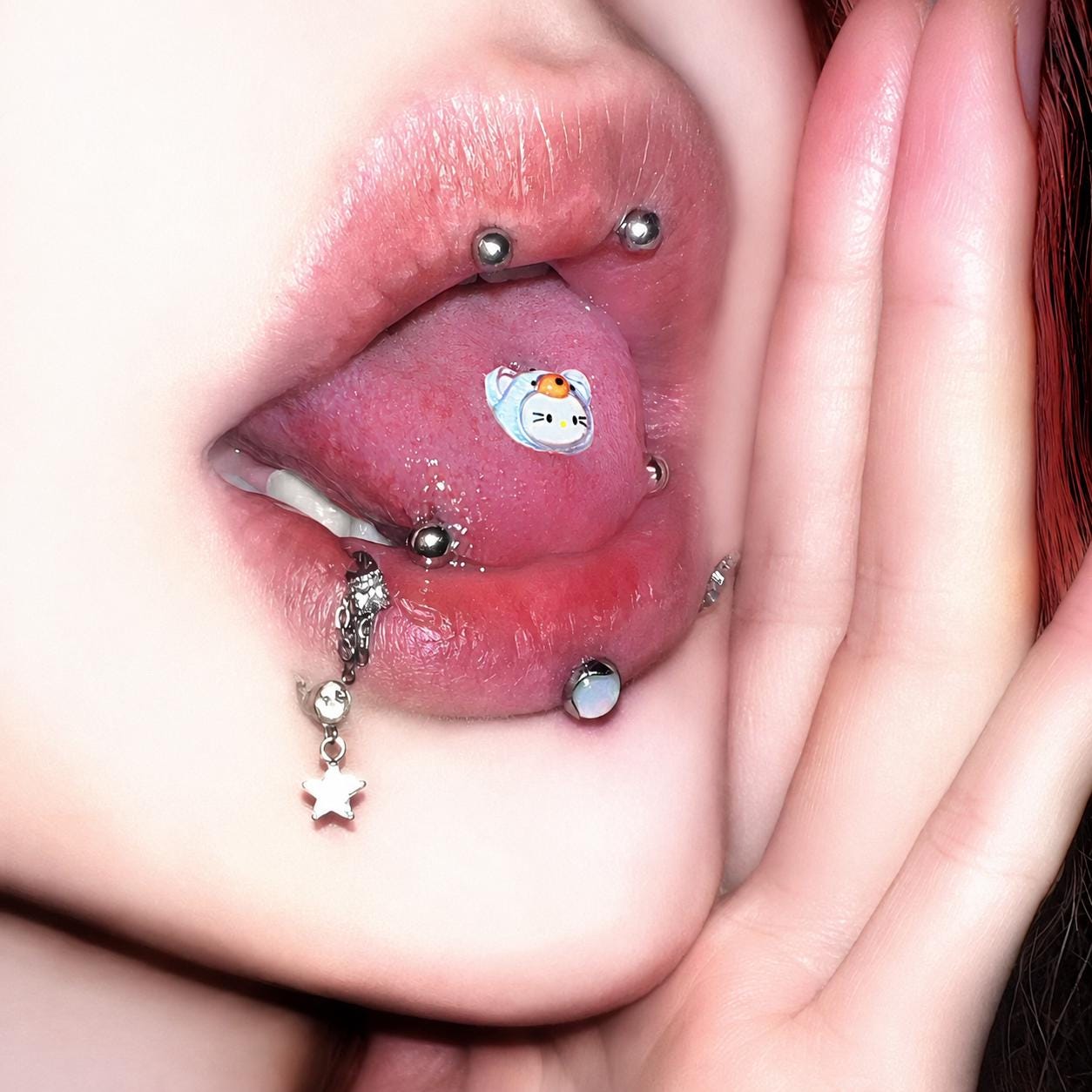 Kawaii Kitty Bear Titanium Barbell detail 6