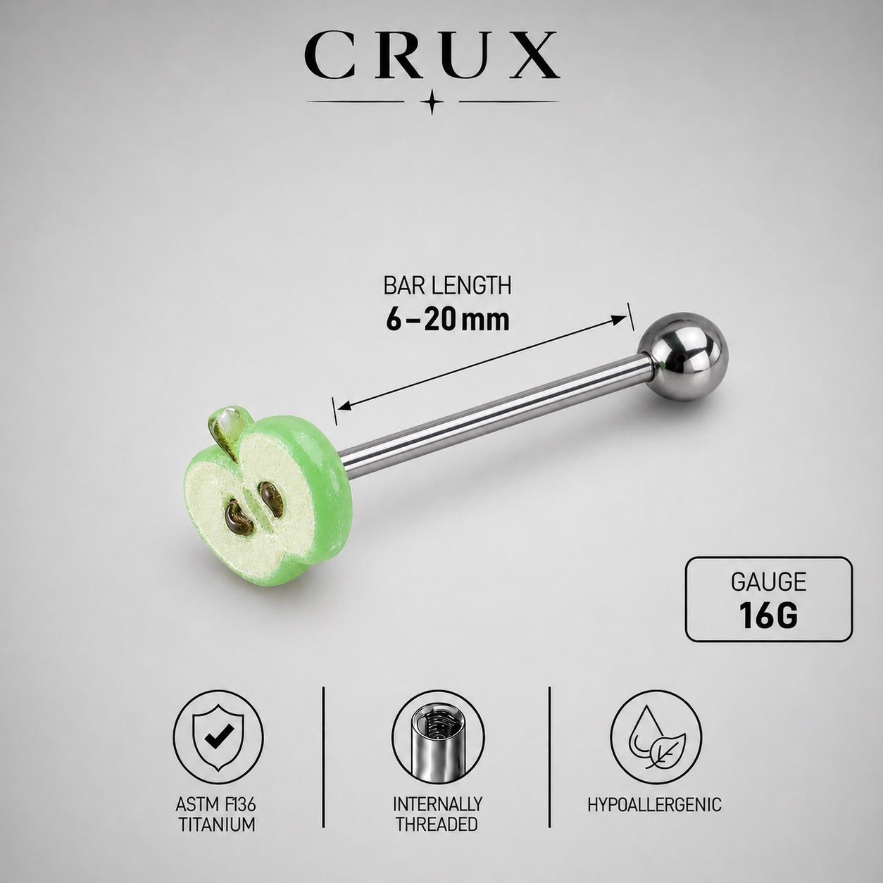 Apple Slice Titanium Barbell detail 11