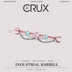 Sugar Cube Star Chain titanium industrial barbell, front view