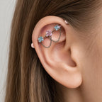 Sugar Cube Star Chain titanium industrial barbell, detail view 2