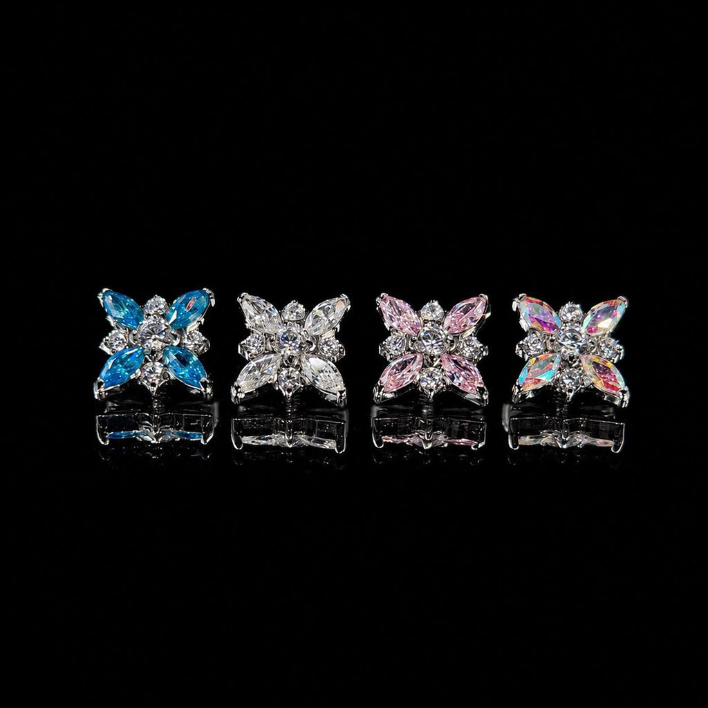 Opal Crystal Flower F136 Titanium flat-back jewelry image 02