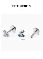 Crystal & Opal Clover F136 Titanium flat-back jewelry image 05