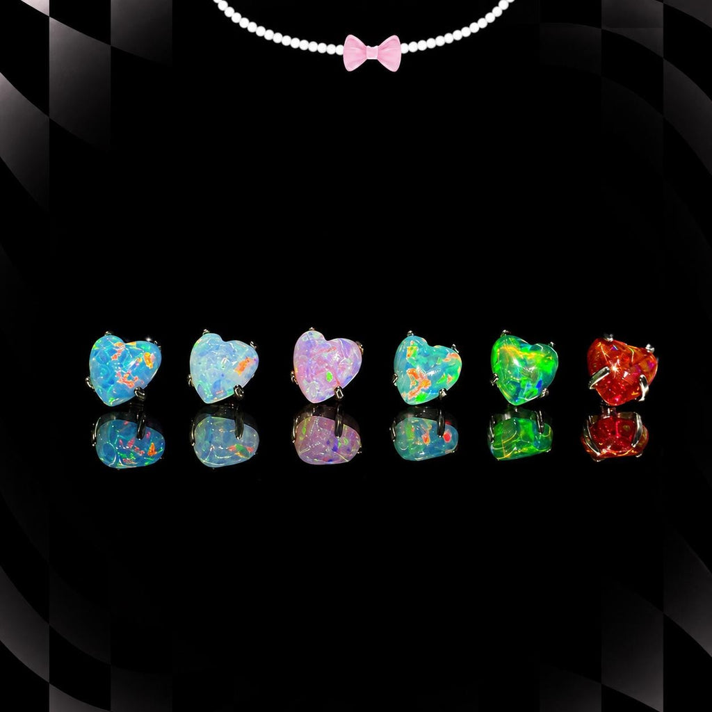 Opal Heart F136 Titanium flat-back jewelry image 02