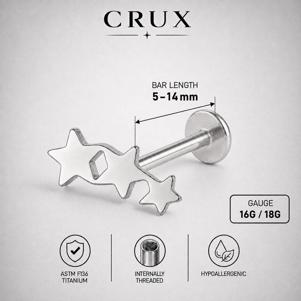 Triple Butterfly & Star F136 Titanium flat-back jewelry image 17