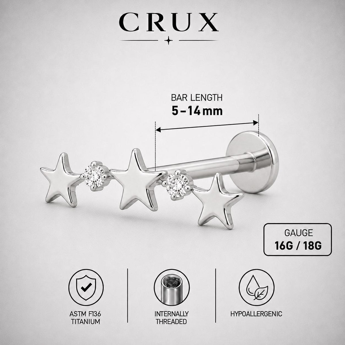 Triple Star F136 Titanium flat-back jewelry image 13