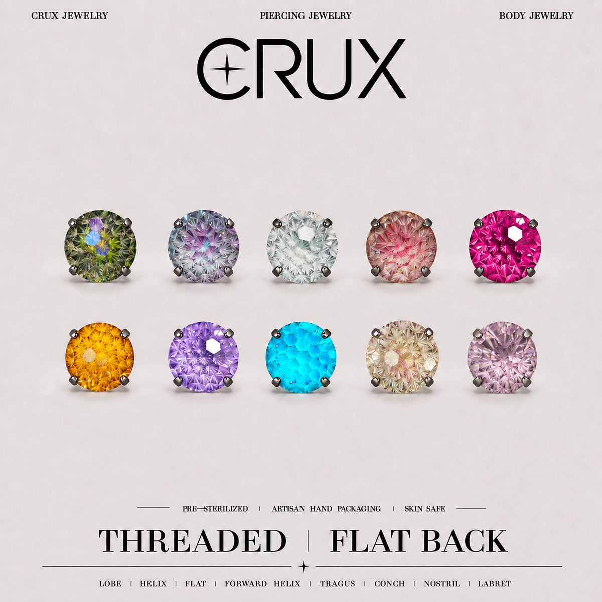 Starburst Crystal F136 Titanium flat-back jewelry image 01