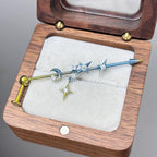 Triple Moon Crystal titanium industrial barbell, detail view 3