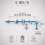 Triple Moon Crystal titanium industrial barbell, detail view 9