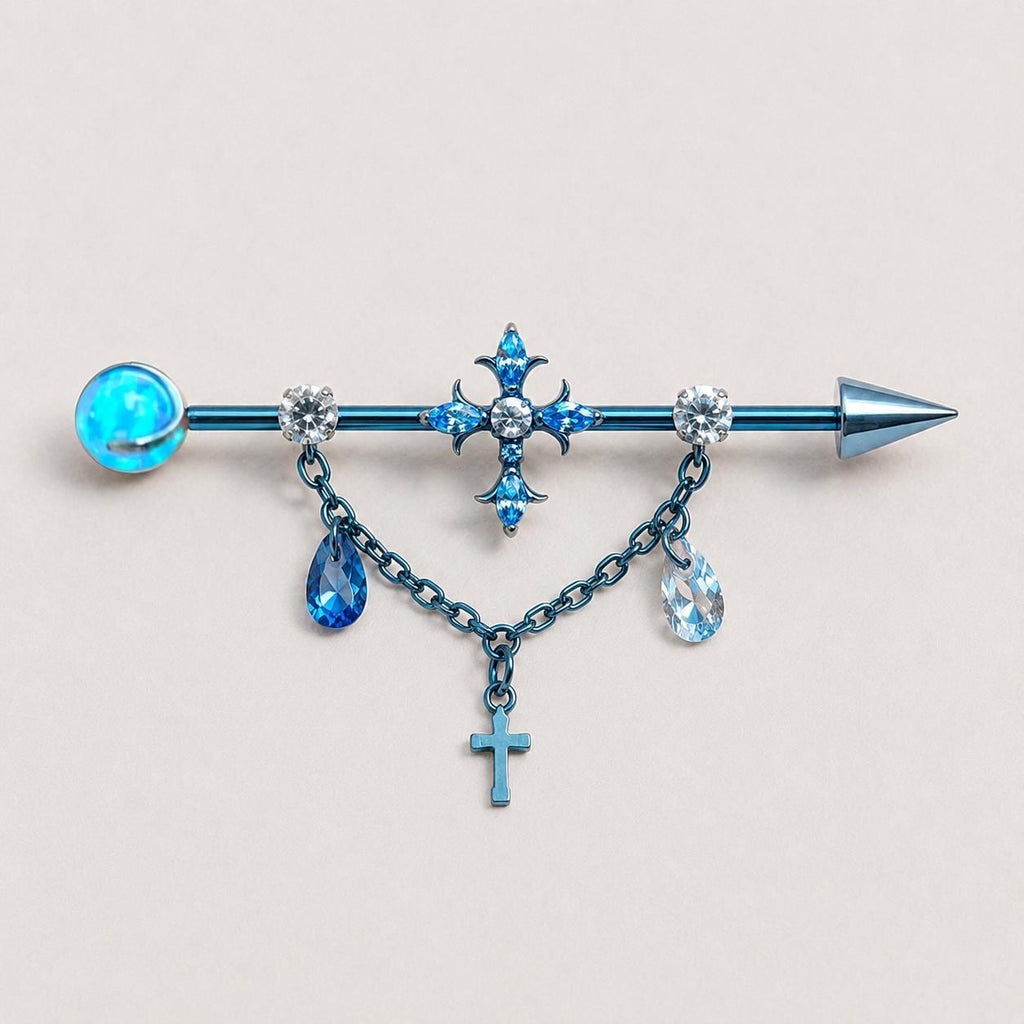 Vesper Cross Chain titanium industrial barbell, detail view 10