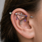Vesper Cross Chain titanium industrial barbell, detail view 2