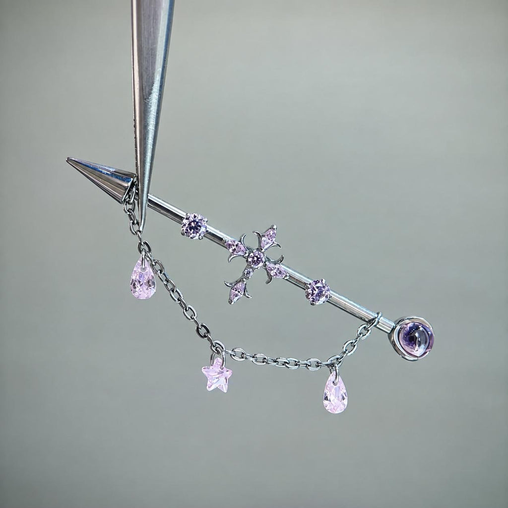 Vesper Cross Chain titanium industrial barbell, detail view 4
