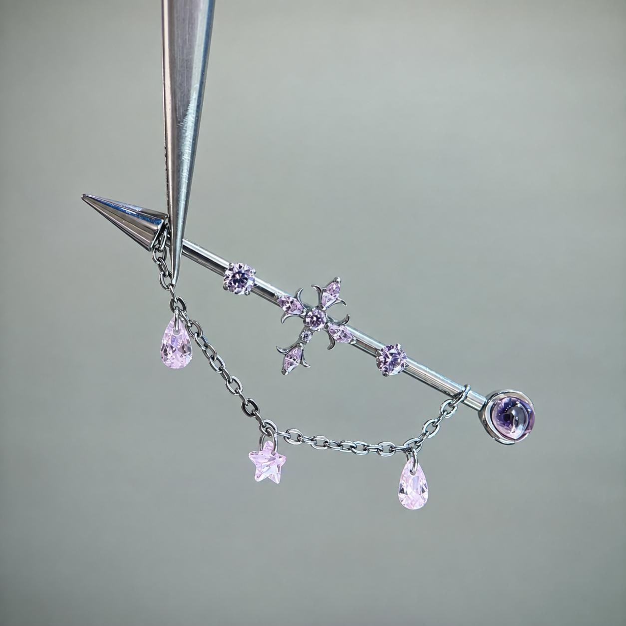 Vesper Cross Chain titanium industrial barbell, detail view 4