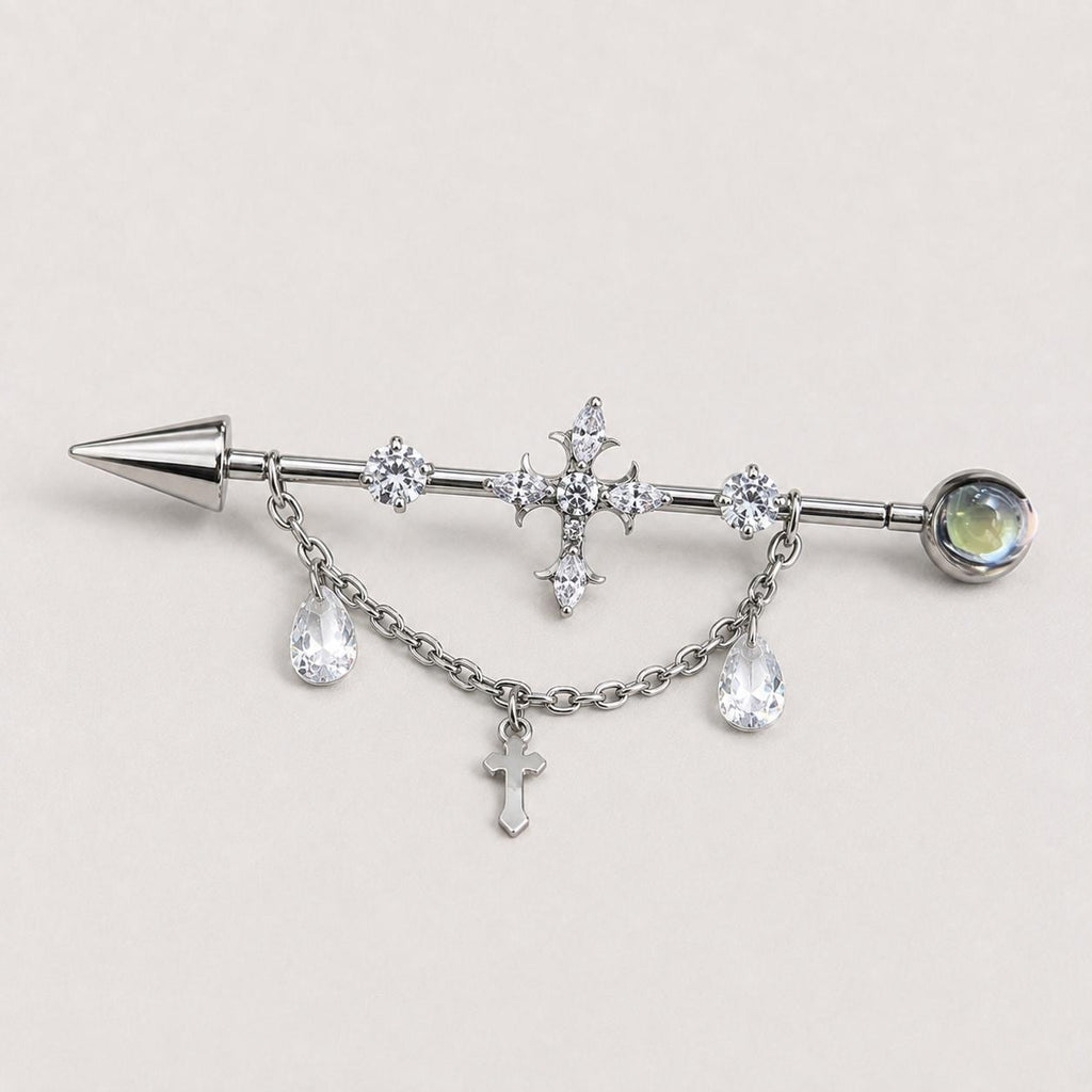 Vesper Cross Chain titanium industrial barbell, detail view 7