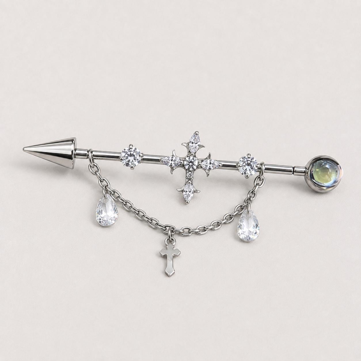 Vesper Cross Chain titanium industrial barbell, detail view 7