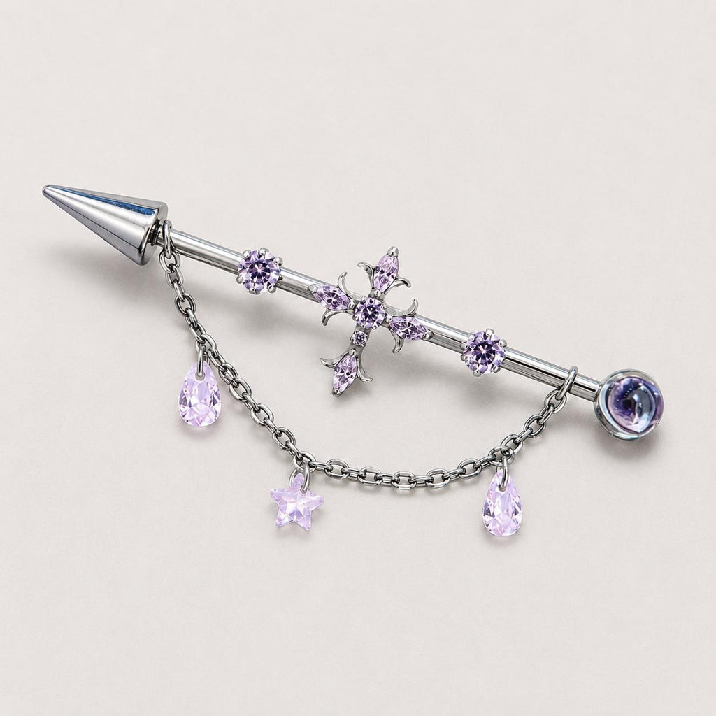 Vesper Cross Chain titanium industrial barbell, detail view 8