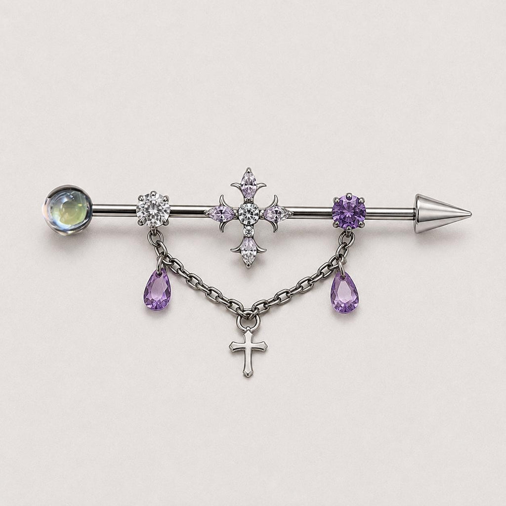 Vesper Cross Chain titanium industrial barbell, detail view 9