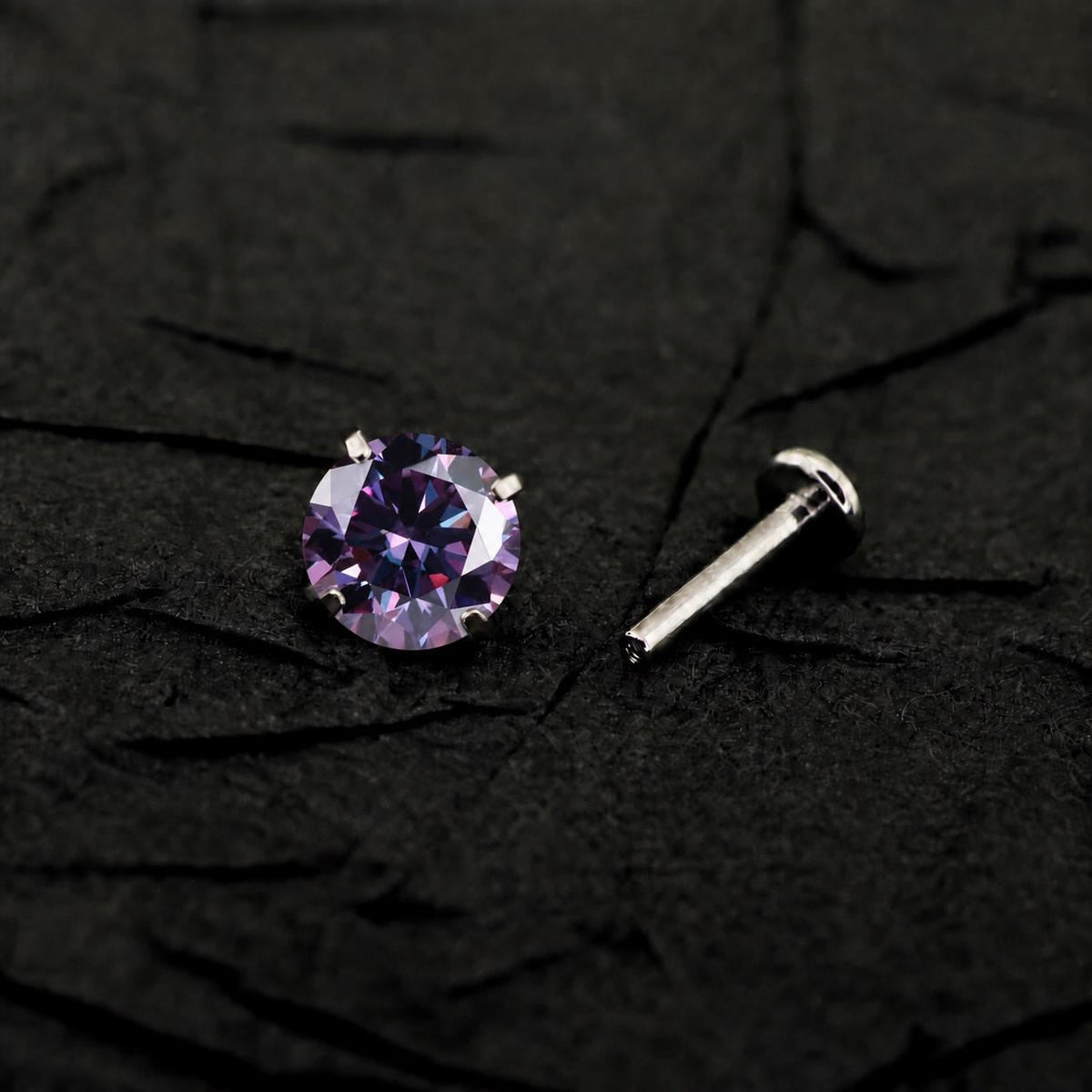 ETSY 4574939005 | IMAGE 3 | Violet Moissanite Flat Back Stud