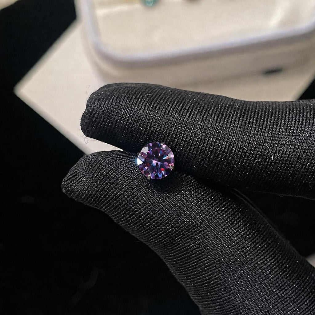 ETSY 4574939005 | IMAGE 4 | Violet Moissanite Flat Back Stud