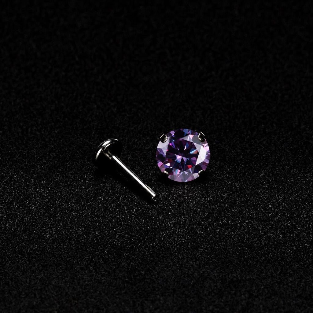 ETSY 4574939005 | IMAGE 5 | Violet Moissanite Flat Back Stud