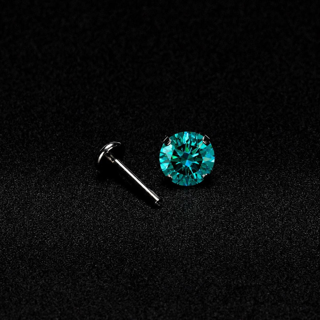 Vivid Emerald Green Moissanite Flat Back Stud - product image 6