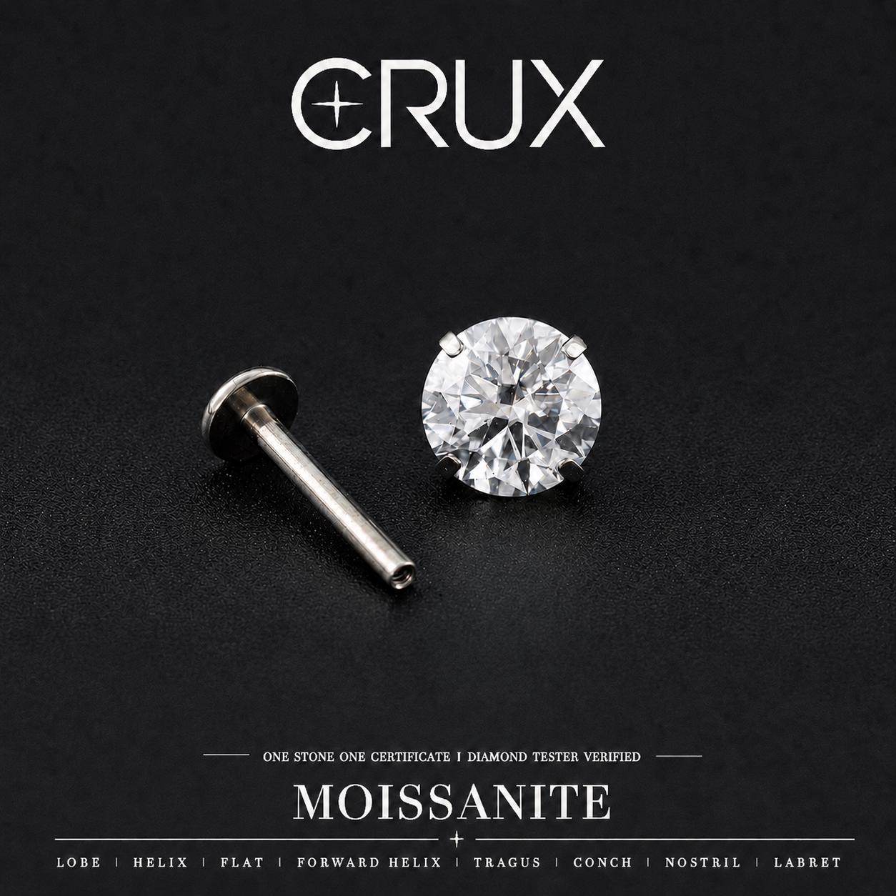 White Moissanite Flat Back Stud - product image 1