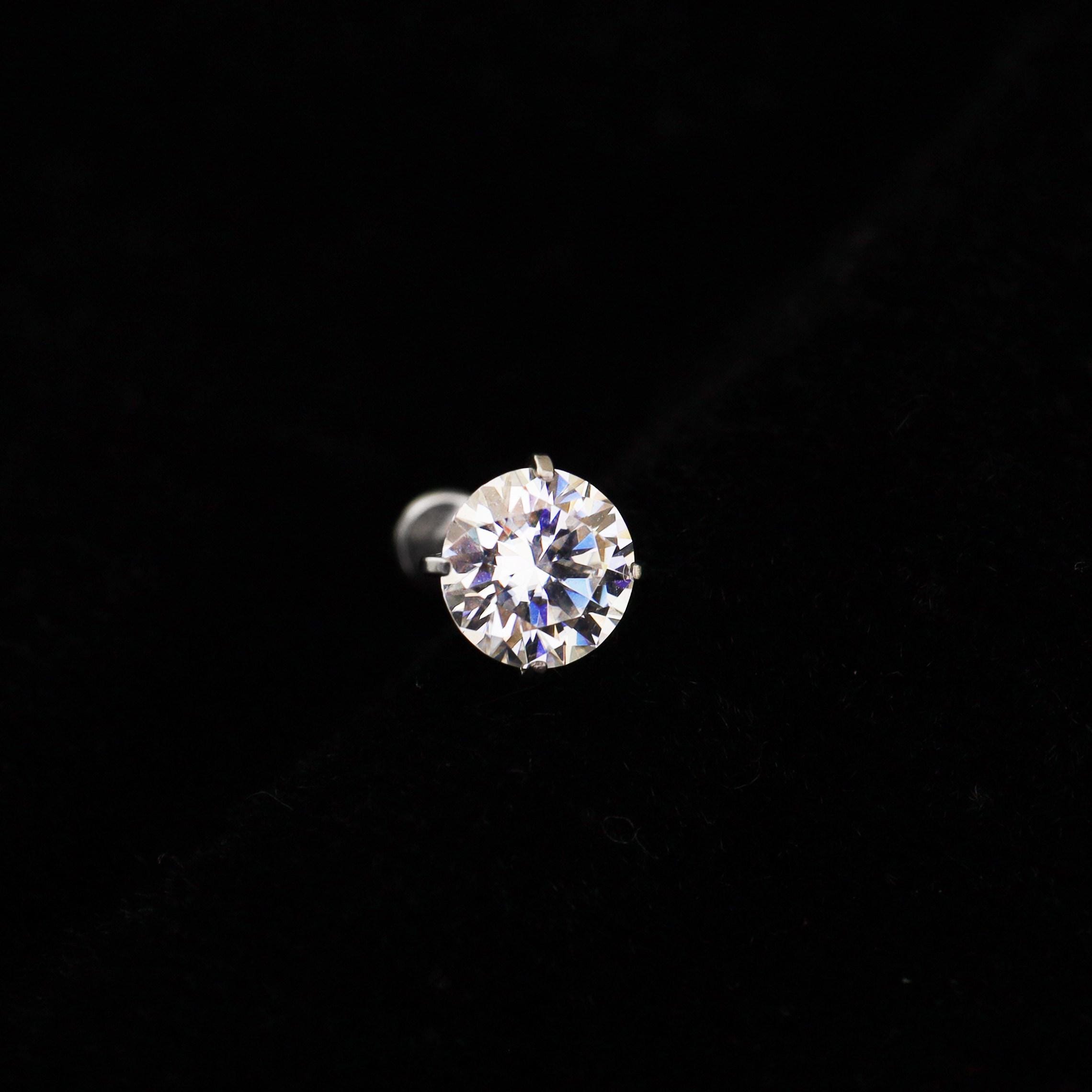 White Moissanite Flat Back Stud - product image 4