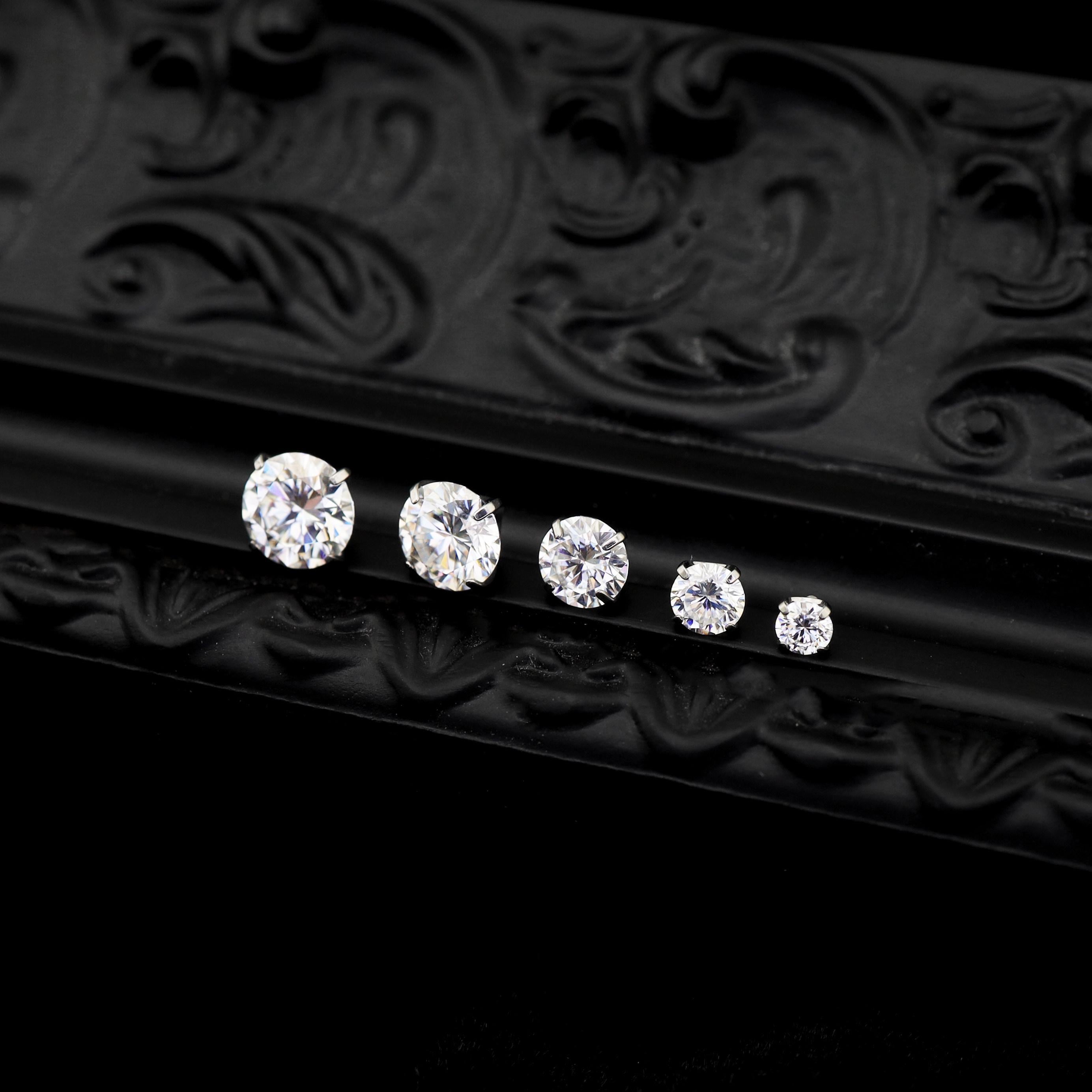 White Moissanite Flat Back Stud - product image 5